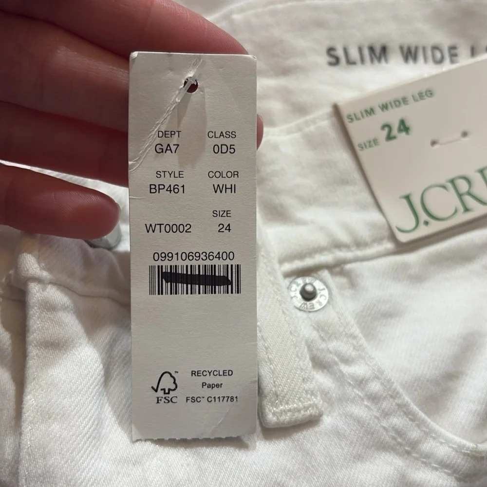 NWT J. Crew Slim Wide Leg Jean in White Wash sz 24